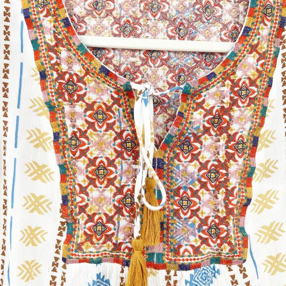 Savanna Jane Womens Boho Southwestern Aztec Print Flutter Sleeve Blouse Size 1X - Picture 3 of 9